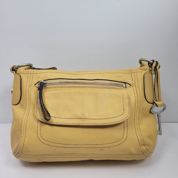 Vintage Fossil Long Live 1954 Women's Yellow Leather Strap Shoulder Bag - Picture 1 of 12